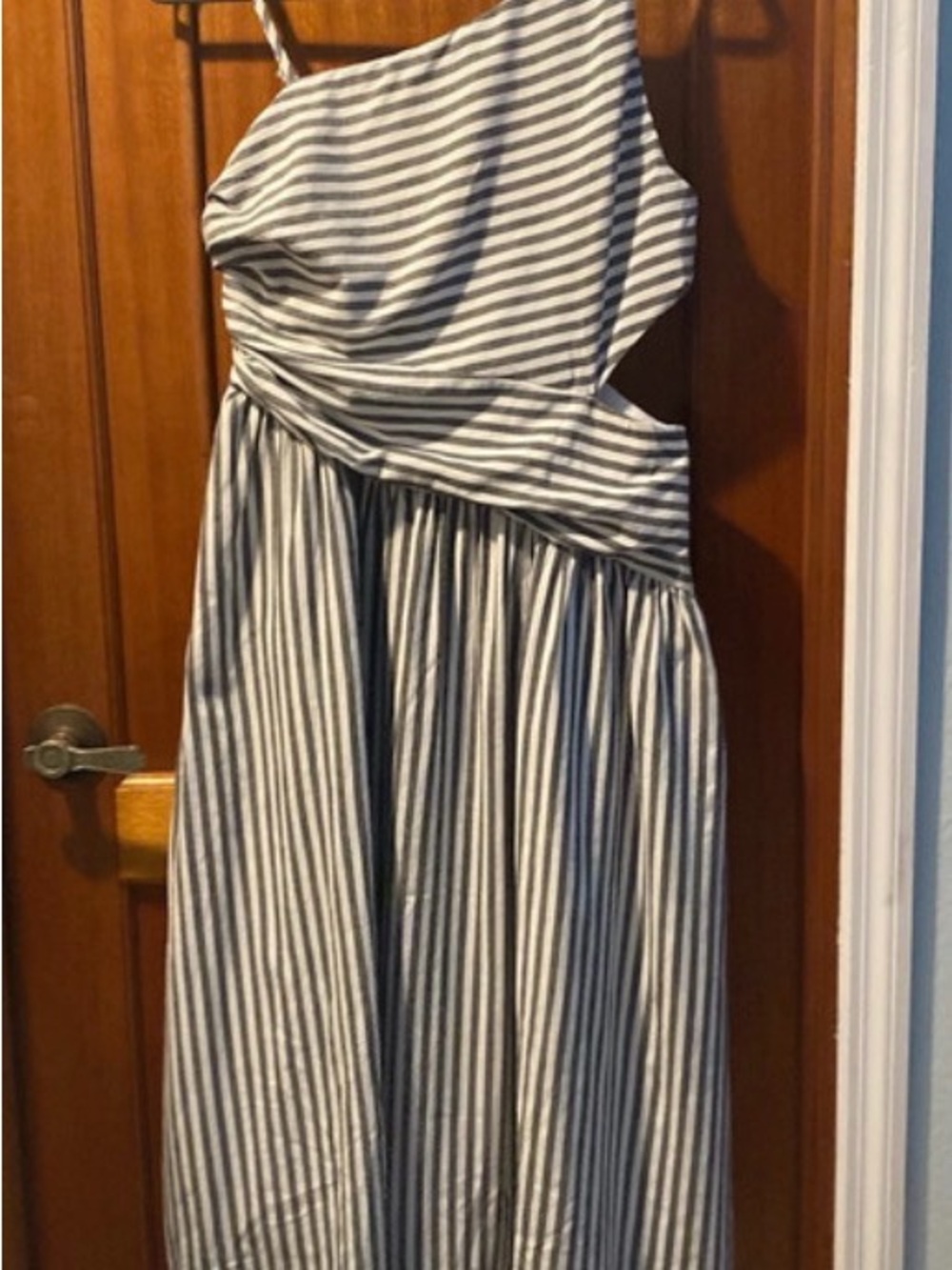 Striped asymmetrical Cutout Maxi Dress